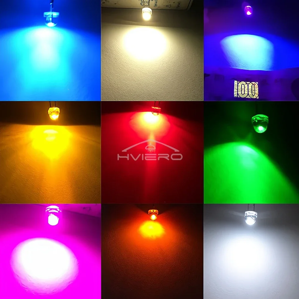 F5 5mm Straw Mini Hat Emitting Diode Ultra Bright Water Clear Light Bead White Blue Green Yellow Red Wide Angle LED Bulb
