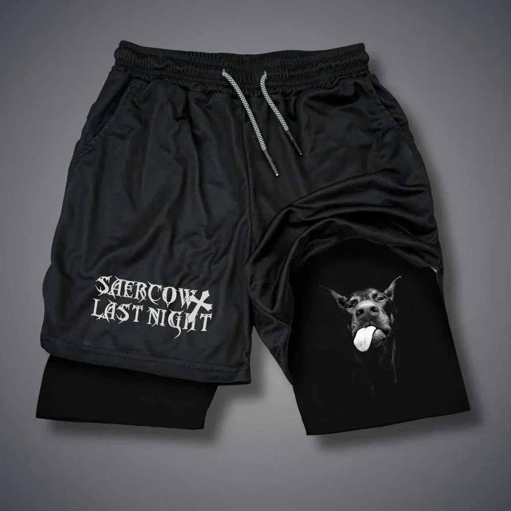 

American Double-layer Basketball Shorts, Men's and Women's Sports Pants, Fake Two Pieces, Double-layer Running Sports20