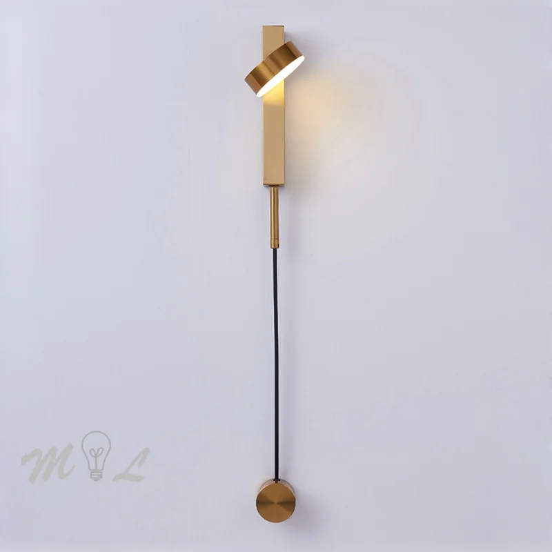 Nordic Metal Wall Lamp 9W Led Rotatable Sconces Wall Light Fixtures Bedroom Light Beside Lamp Rotary Switch Vanity Light Wall