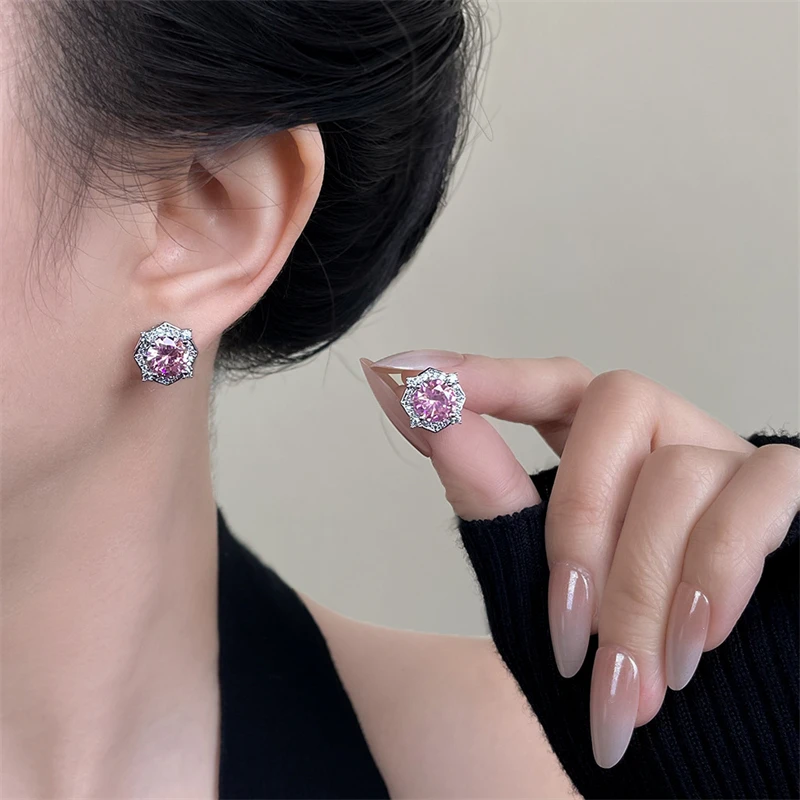 Fashion Zircon Earrings Geometric Advanced Feeling Crystal Earring Party Wedding Couple Accessories Beautiful Gift