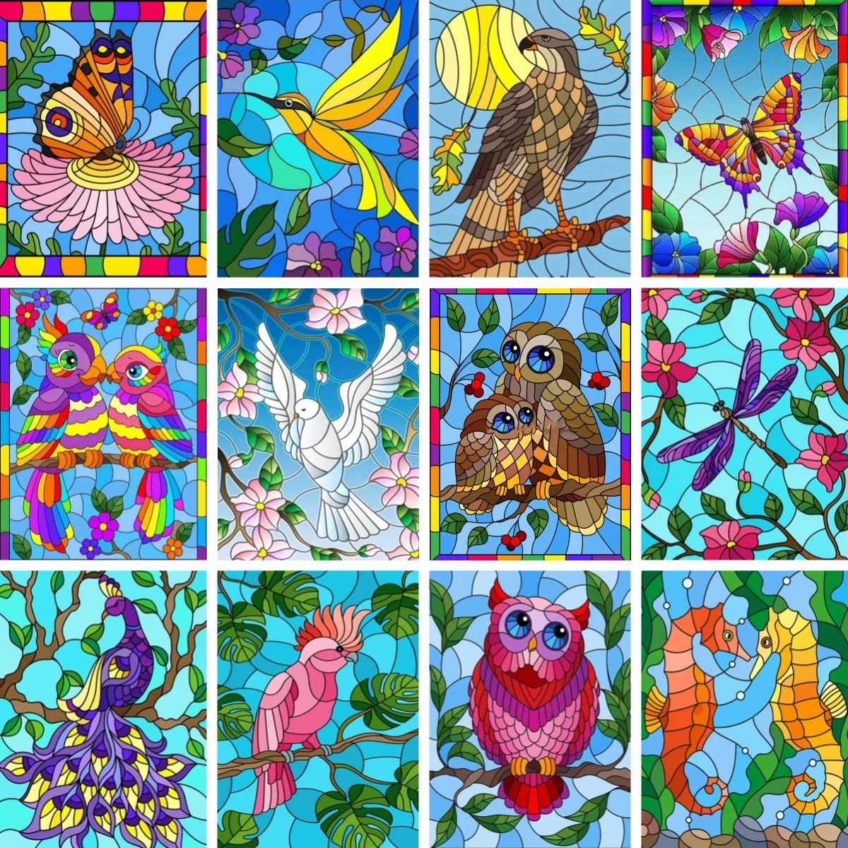 

Full Square Drill Diamond Mosaic Birds Animal Cross Stitch Painting Stained Glass Art Owl Peacock Sale Embroidery Wall Decor
