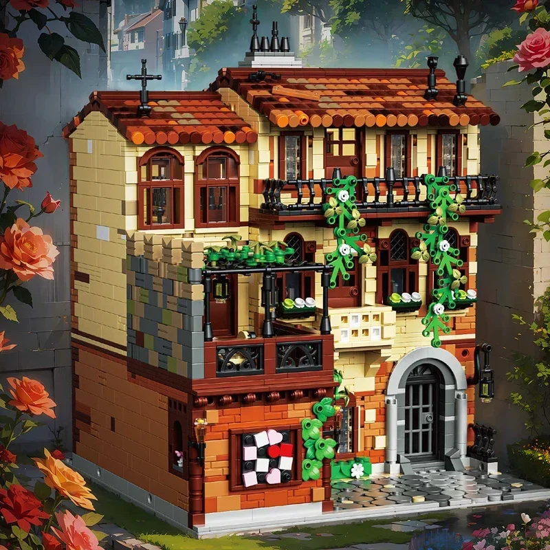 Ensemble de blocs de construction de balcon juliette, 3800 pièces, petites particules MOC Street View, maison romantique, modèle de briques, jouets de construction à assembler soi-même