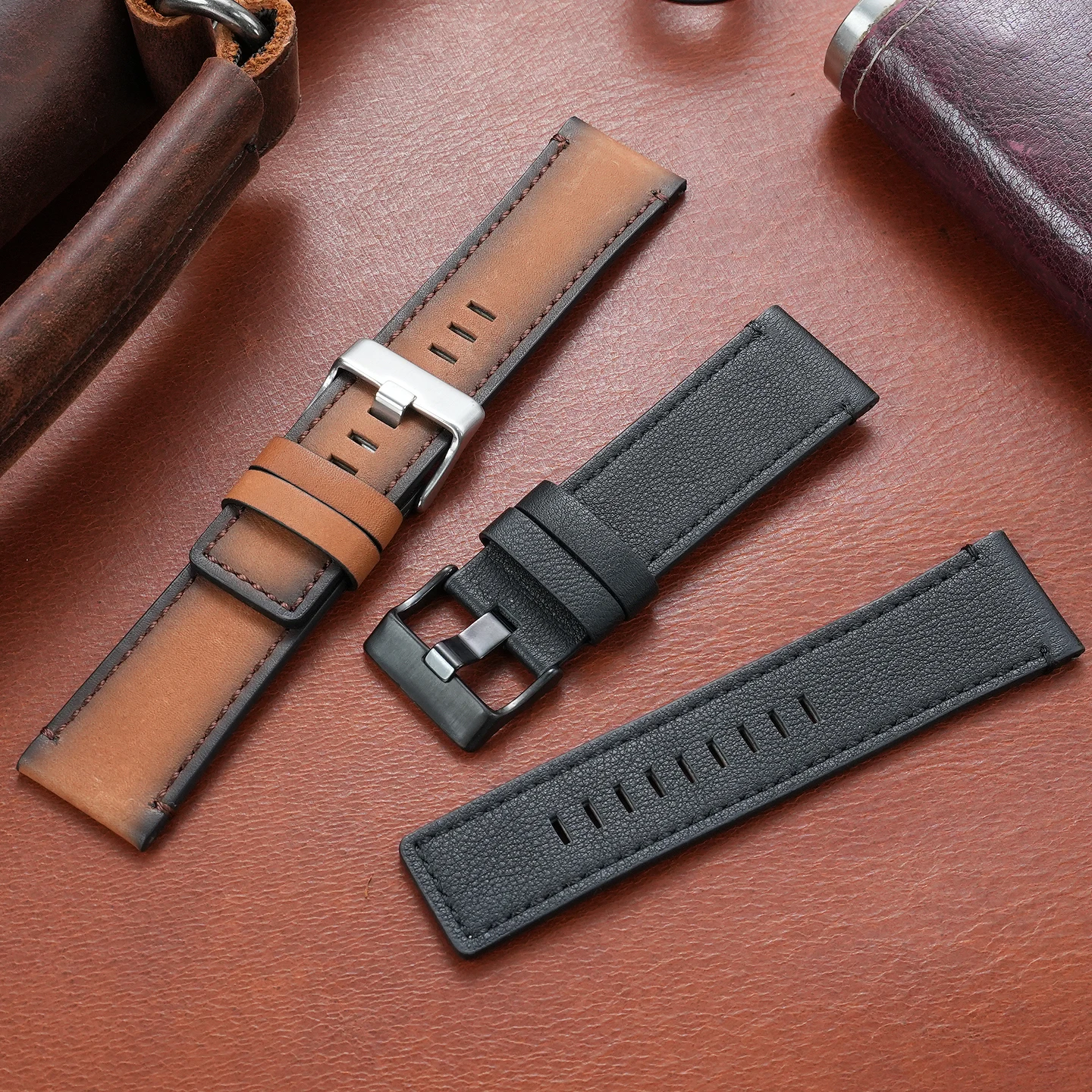 26mm, 28mm, 30mm Large Genuine Leather Straps for Men's Friday Watches  for Diesel DZ4290, DZ7395, DZ4344, DZ7257, DZ4197
