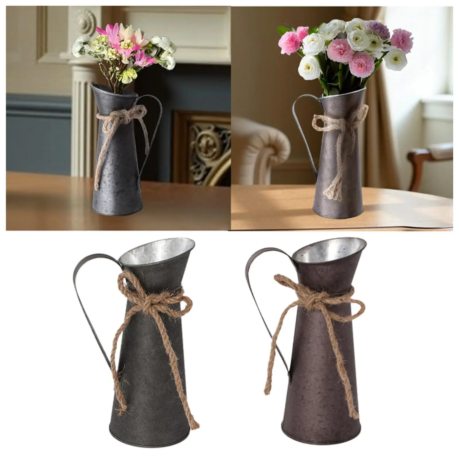 

Milk Jug Vase Shabby Chic Jug for Dried Flowers Retro Table Centerpiece Plants Pot for Wedding Home Bathroom Office Country