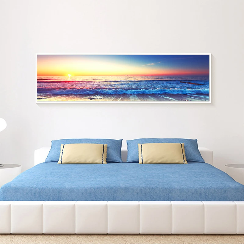 Beach Sunset Wall Art Posters Large Landscape Canvas Painting Print Nordic Forest Trees Wall Decoration Picture For Home Decor