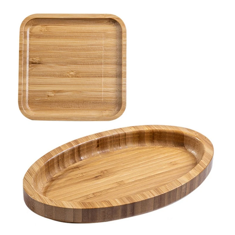 Wooden Bamboo Food Tray Tea Cup Saucer Serving Trays Fruit Bread Plate Storage Pallet Plate Japanese Food Display Plate