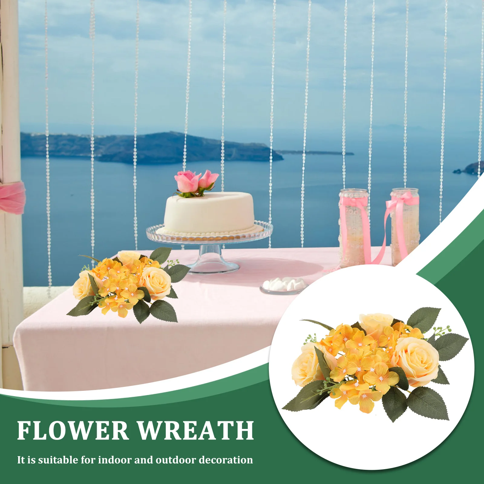 

1pcs Simulation Rose Wreath Artificial Flower Garland Wedding Party Decor Home Festival Spring Wreath Lightweight Portable