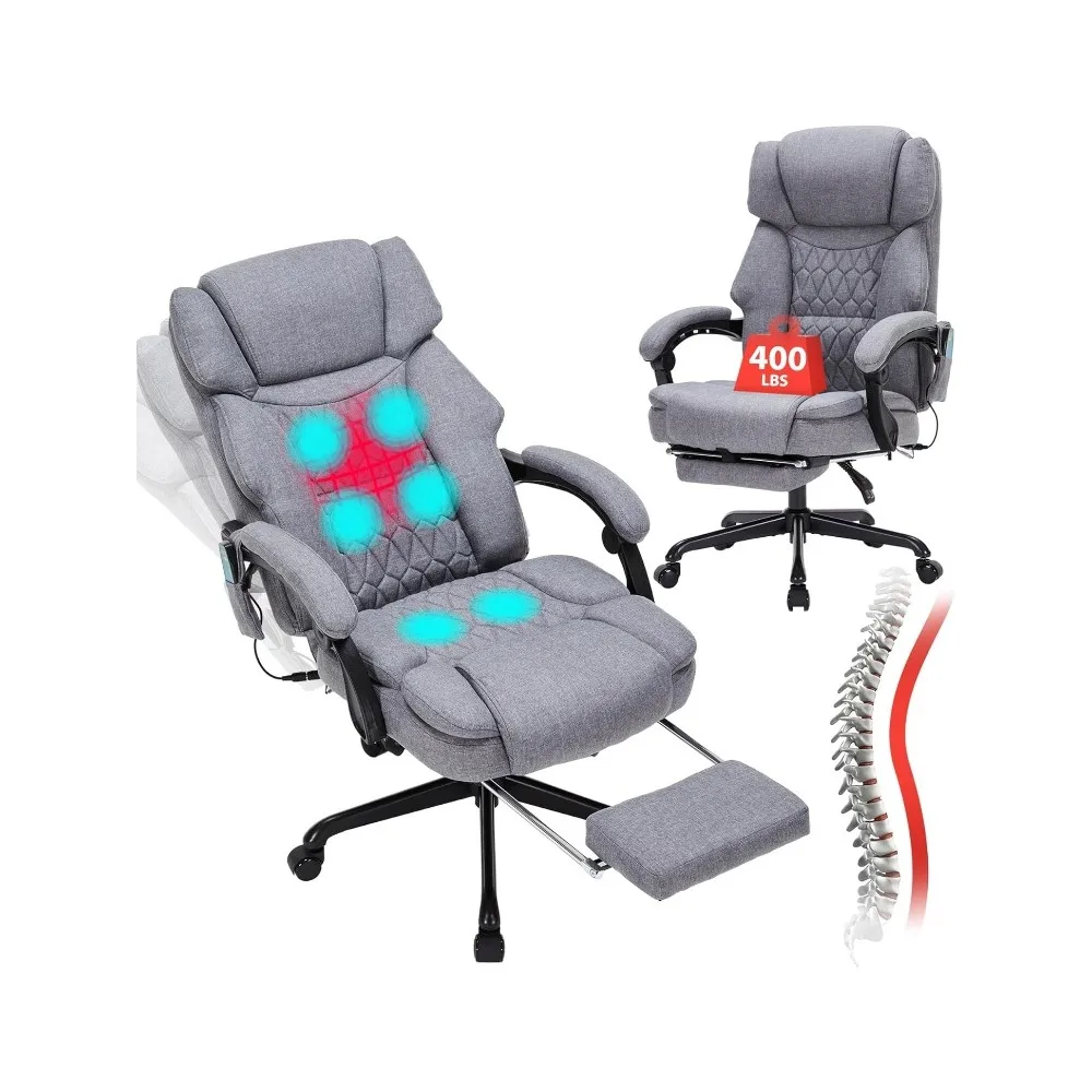 Massage Office Chair with Heat,Reclining Office Chair with Foot Rest,6 Points Vibration Home Office Desk Chairs