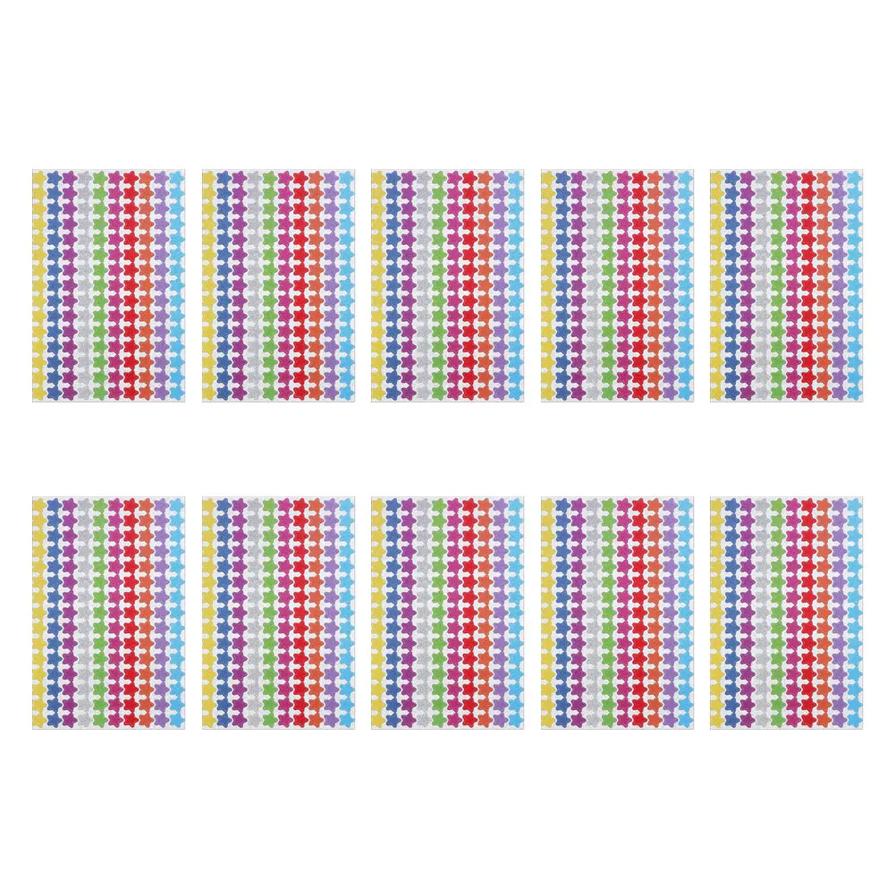 

10 Sheets Holographic Glitter Reward Five- Adhesive Stickers For Classroom Decor Stationery Labels