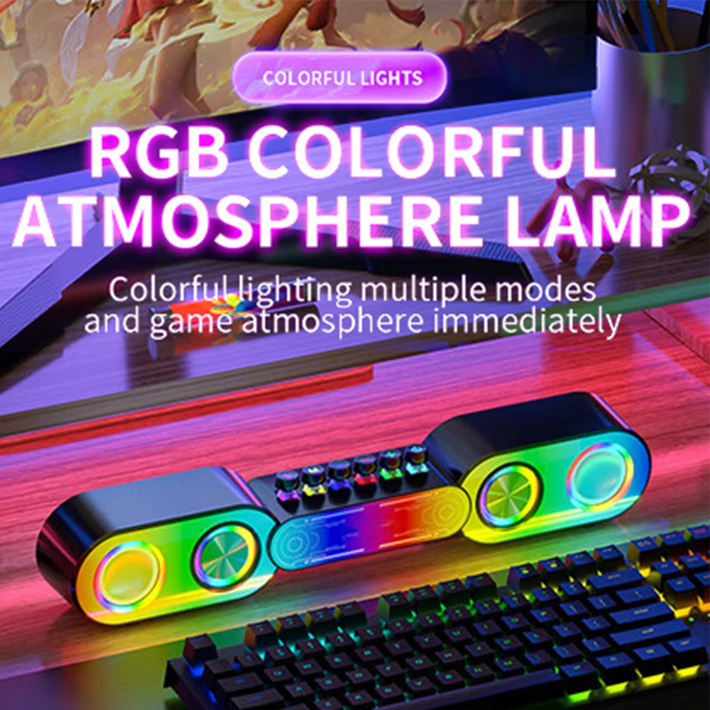 

Gaming Bluetooth Speaker Glow Color RGB Esport Cool Mechanical Keys Subwoofer Hi-fi Stereo Soundbar Computer Desktop TWS Boombox