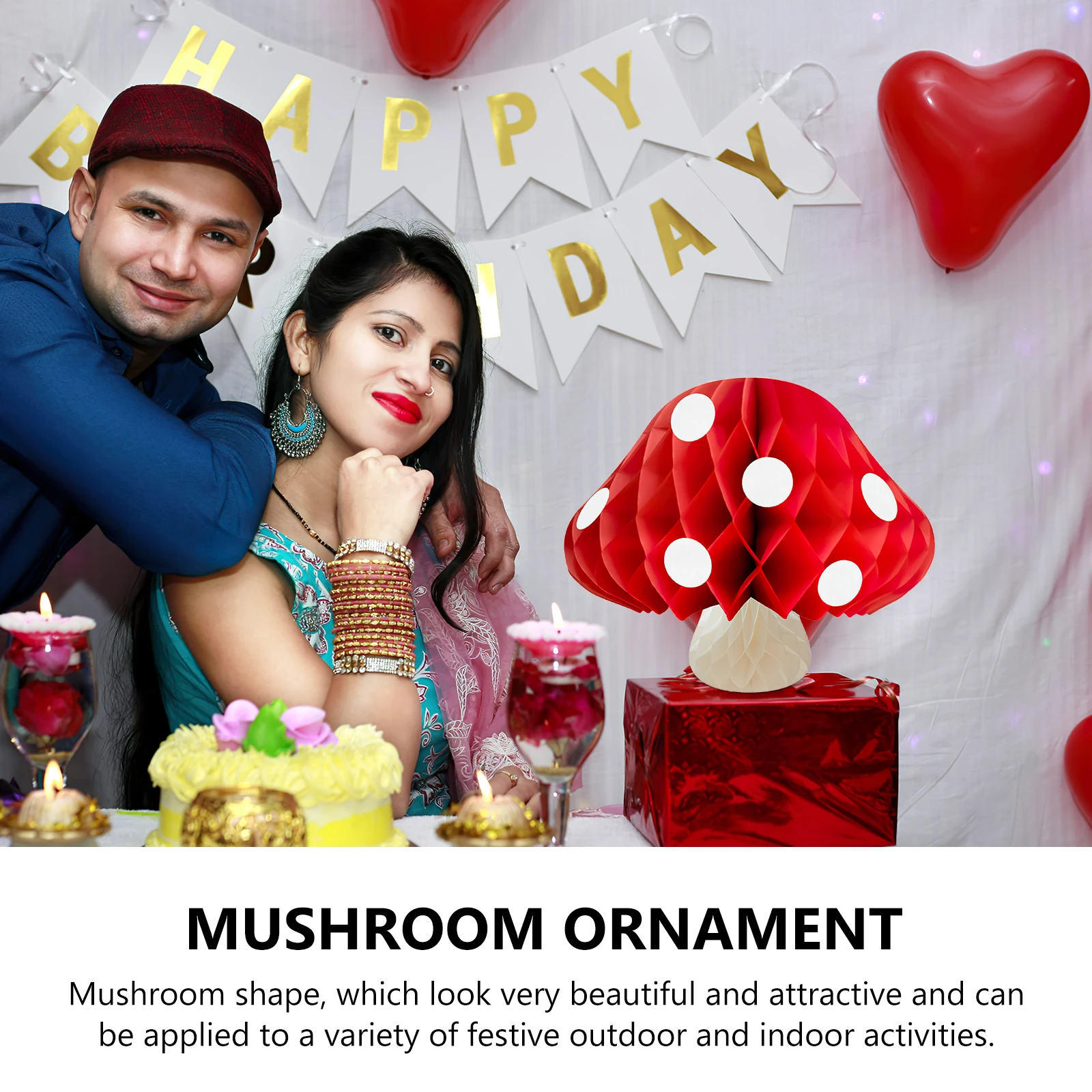 

3pcs Mushroom Honeycomb Balls Paper Craft Decor For Birthday Party Wedding Garden Decoration Centerpiece Indoor Lighting