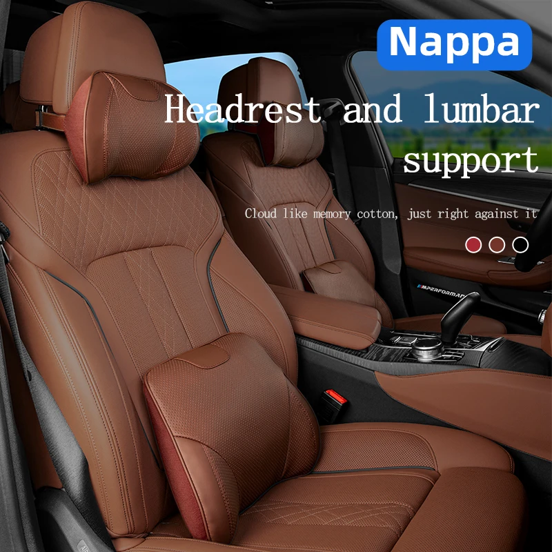 

Memory Foam Car Neck Pillow Protective Lumbar Back Support Breathable Leather Car Headrest Cushion Relieve Stress Accessories