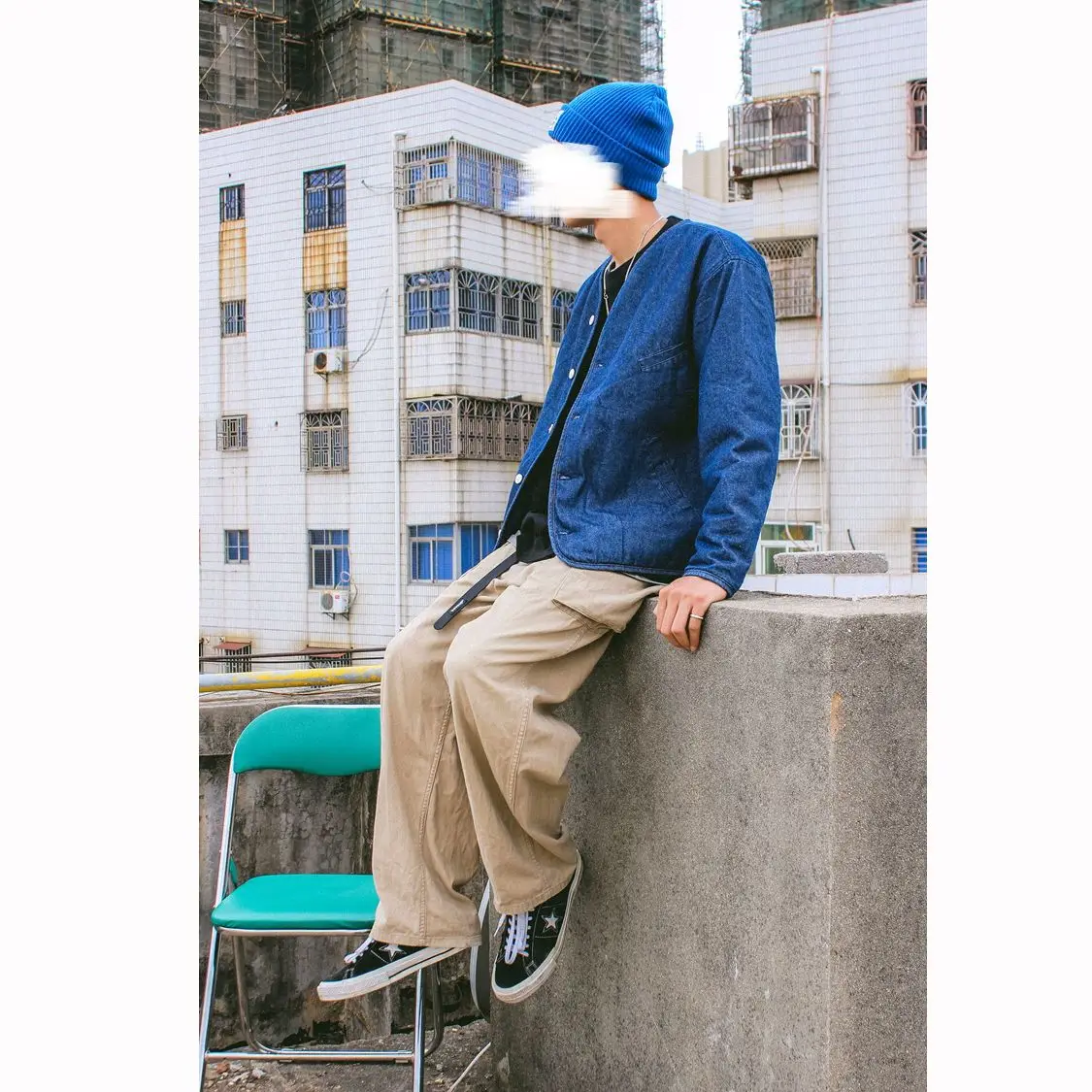 Mountain Series Khaki Lightweight Workwear Cotton Thickened Small Cotton Jacket Denim V-neck Men's Outerwear Warmth Youth Style