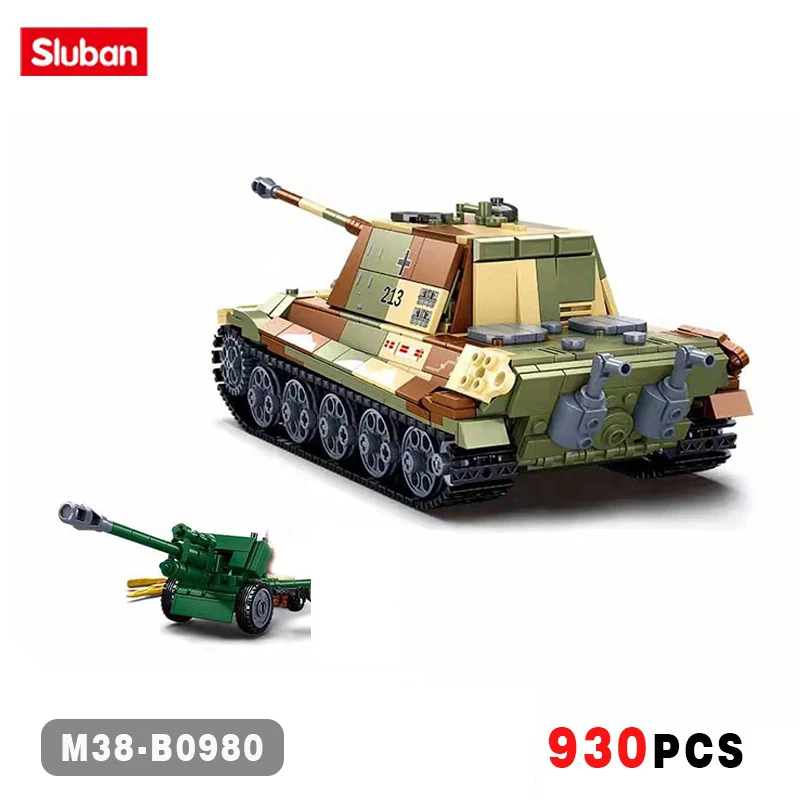 930 قطعة سلوبان 0980 WW2 العسكرية الملك النمر الثقيلة دبابة جنود الجيش اللبنات الاطفال الطوب لعب للأولاد هدايا #3