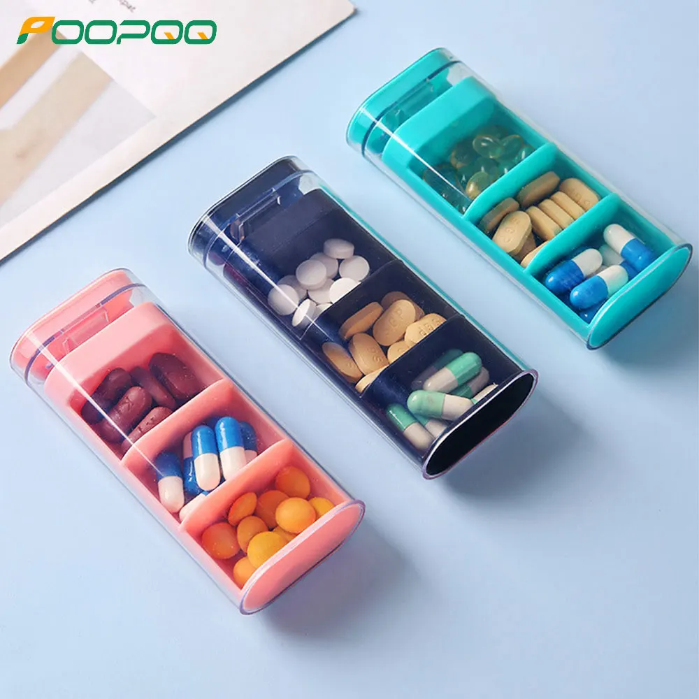 3 Compartment Small Pill Box, Moisture Proof Case, Travel Organizer for Pocket Purse, Daily Portable Medicine Vitamin Container