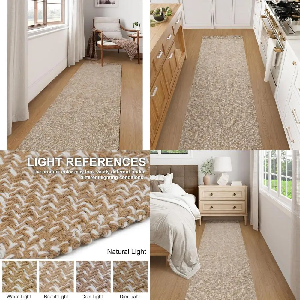 

Моющийся плетеный ковер для прихожей 2,6 x 10 футов, коричневый/кремовый кухонный коврик для внутренних коридоров и входной двери