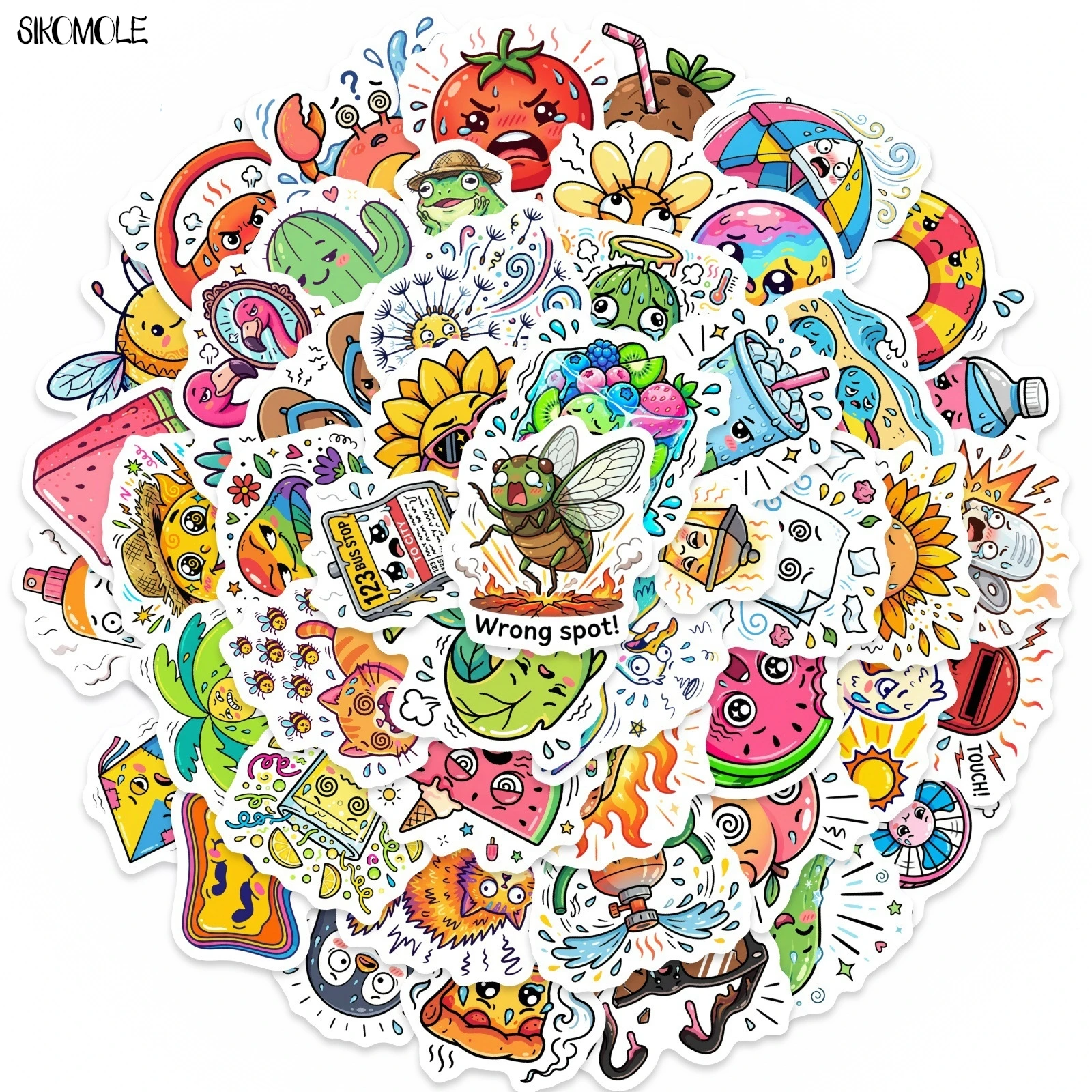 

10/30/50PCS Cartoon Funny Summer Animal Food Stickers Book DIY Skateboard Guitar Luggage Suitcase Decoration Graffiti Sticker