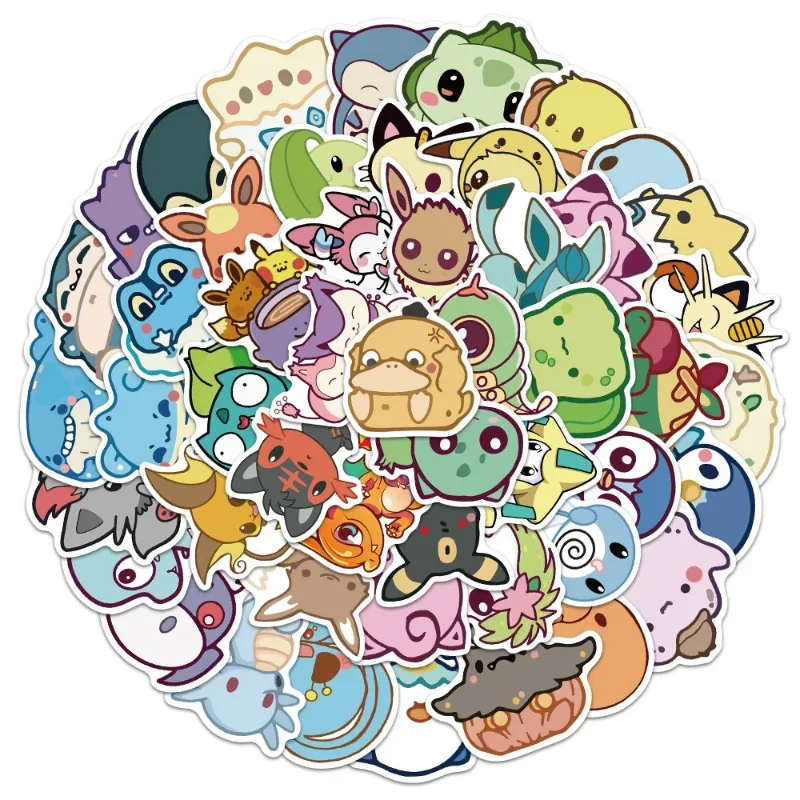 

50PCS Q Pokemon Sticker Pack Cute Anime Stickers Pet Elf Stickers Cute Laptop Guitar Waterproof Phone Case DIY Stationery Gifts