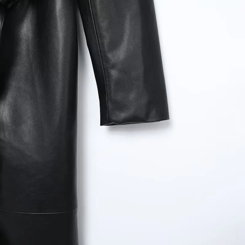 النمط الأوروبي والأمريكي 2025 شتاء نمط جديد تأثير الجلود الاصطناعية الفرنسية معطف سترة واقية بياقة قابلة للفصل