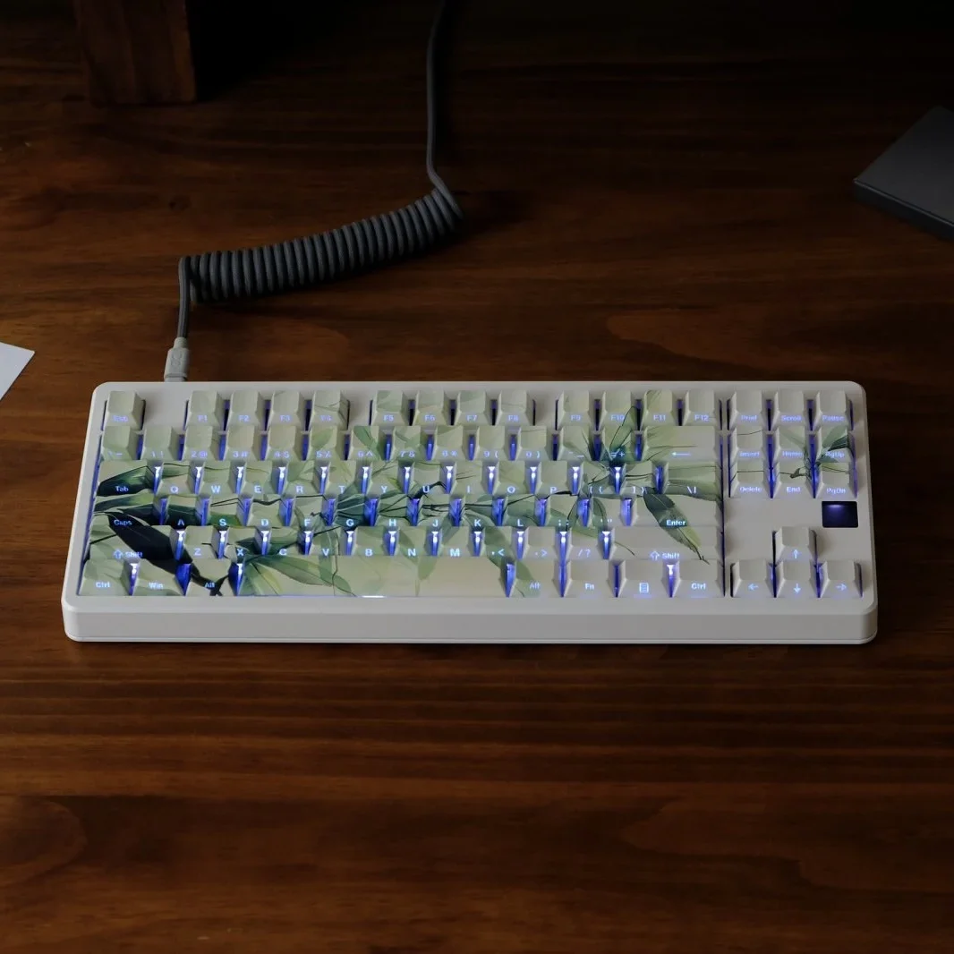 

Bamboo leaf keycap side engraved light original height green PBT material hot sublimation 61 68 75 87 98 108