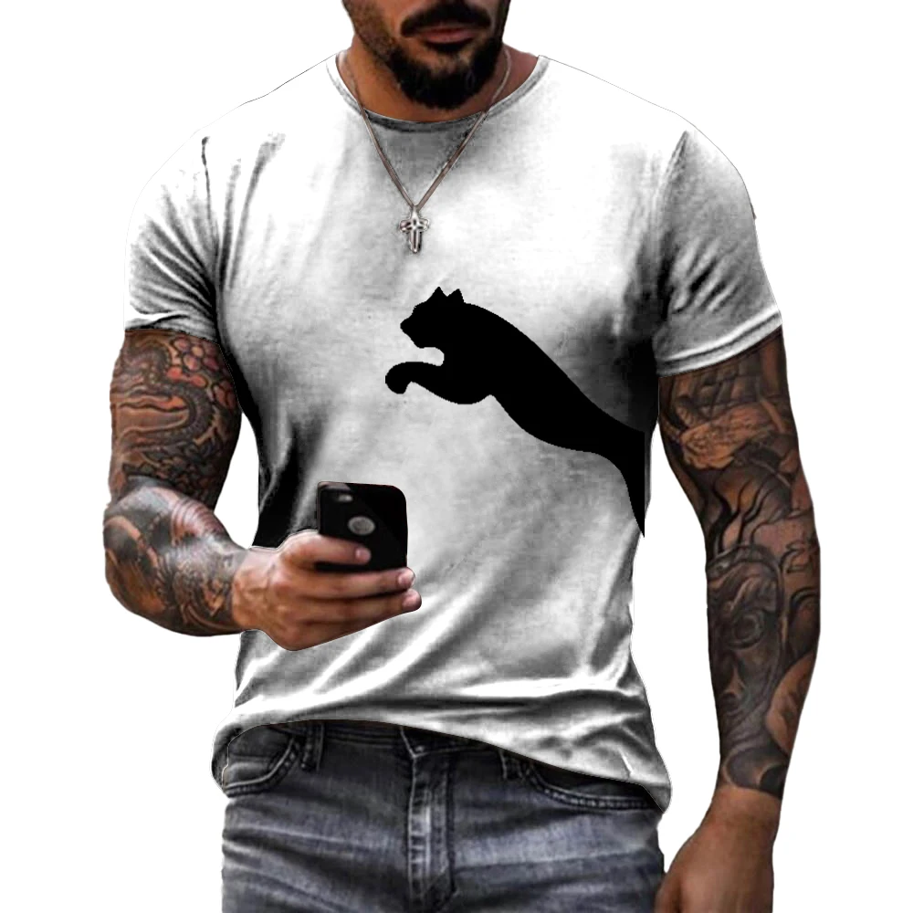 T-shirt de Marque à Col Rond pour Homme, Chemise à Manches Courtes, Motif Imprimé 3D, Surdimensionné, Rétro, Confortable, à la Mode, Été