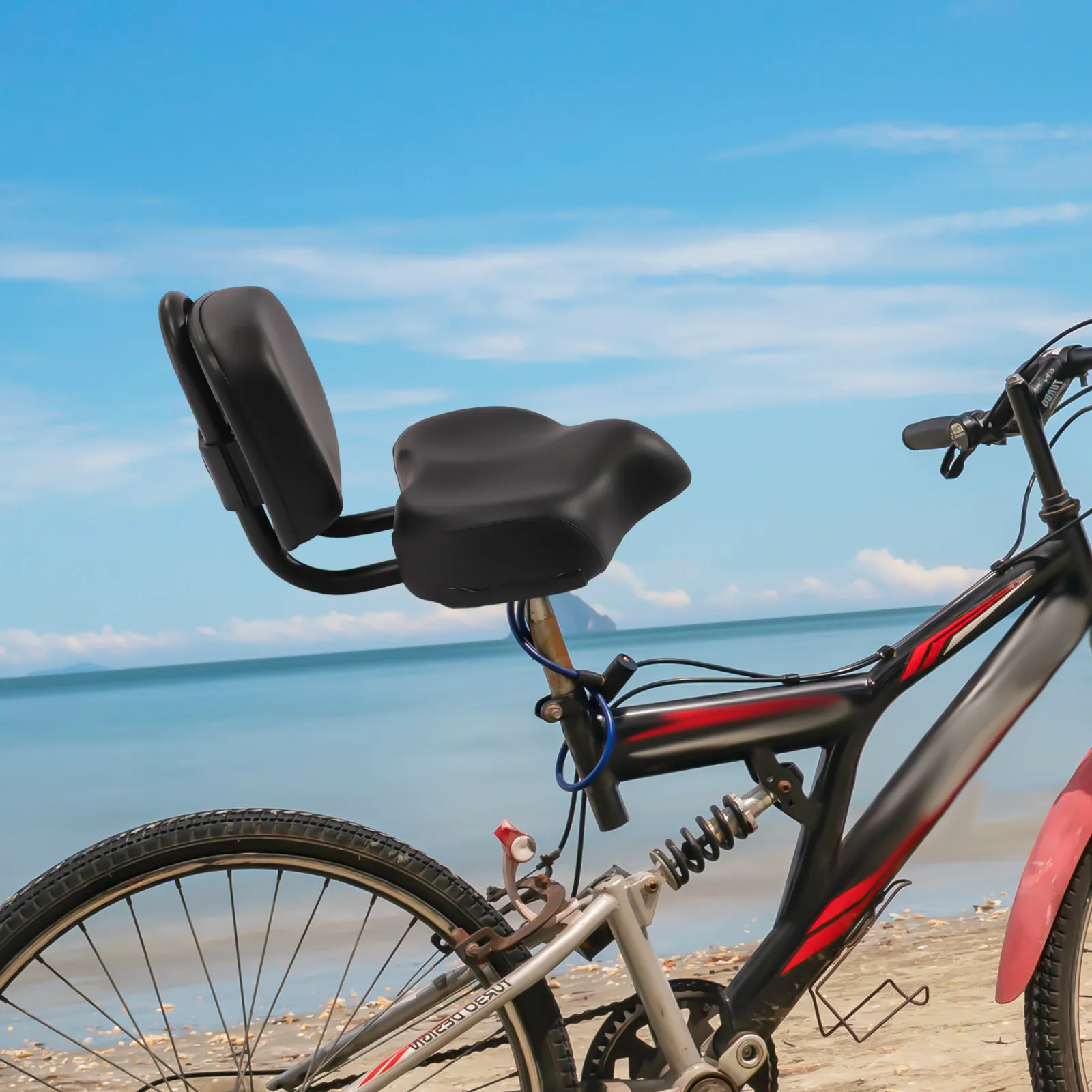 

Black Wide Comfort Bicycle Saddle with Backrest Replacement part for various tricycles, bicycles, and similar vehicles.