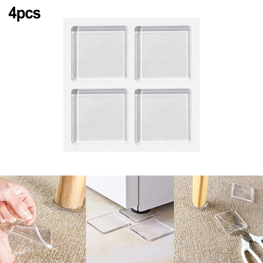 4pcs Chair Pads Floor Protector Feet Furniture Legs Table Pad Seat Self-Adhesive Furnitures Slider Glides Absorbing Mat