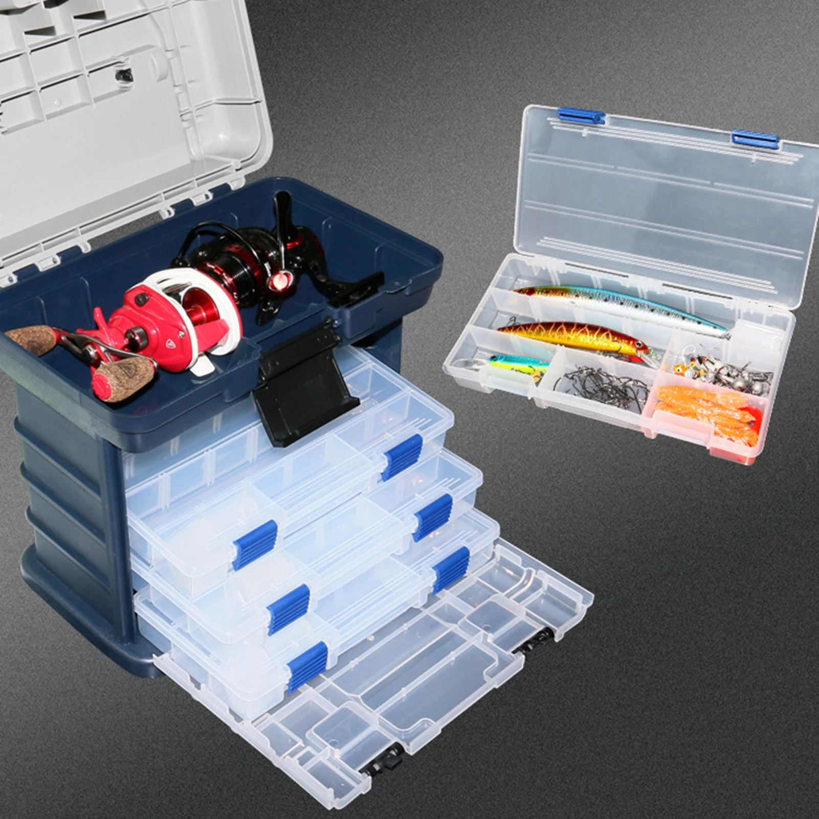 

4 Layers Fishing Tackles Box Large Capacity Fishing Organizer Drawer For Lure Bait Fishhook Portable Outdoor Fishing Accessories