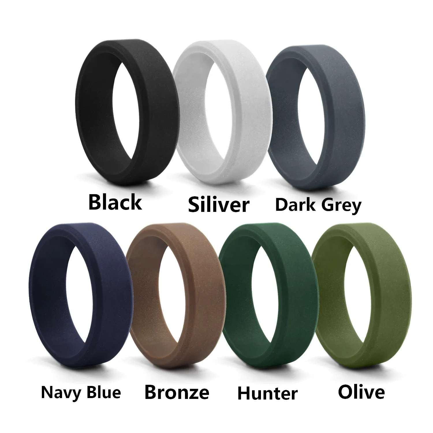 1pc 8mm New Sports Rings Hypoallergenic Mens Wedding Silicone Finger Ring Gift For Men 7-14 Size Outdoor Running Jewelry