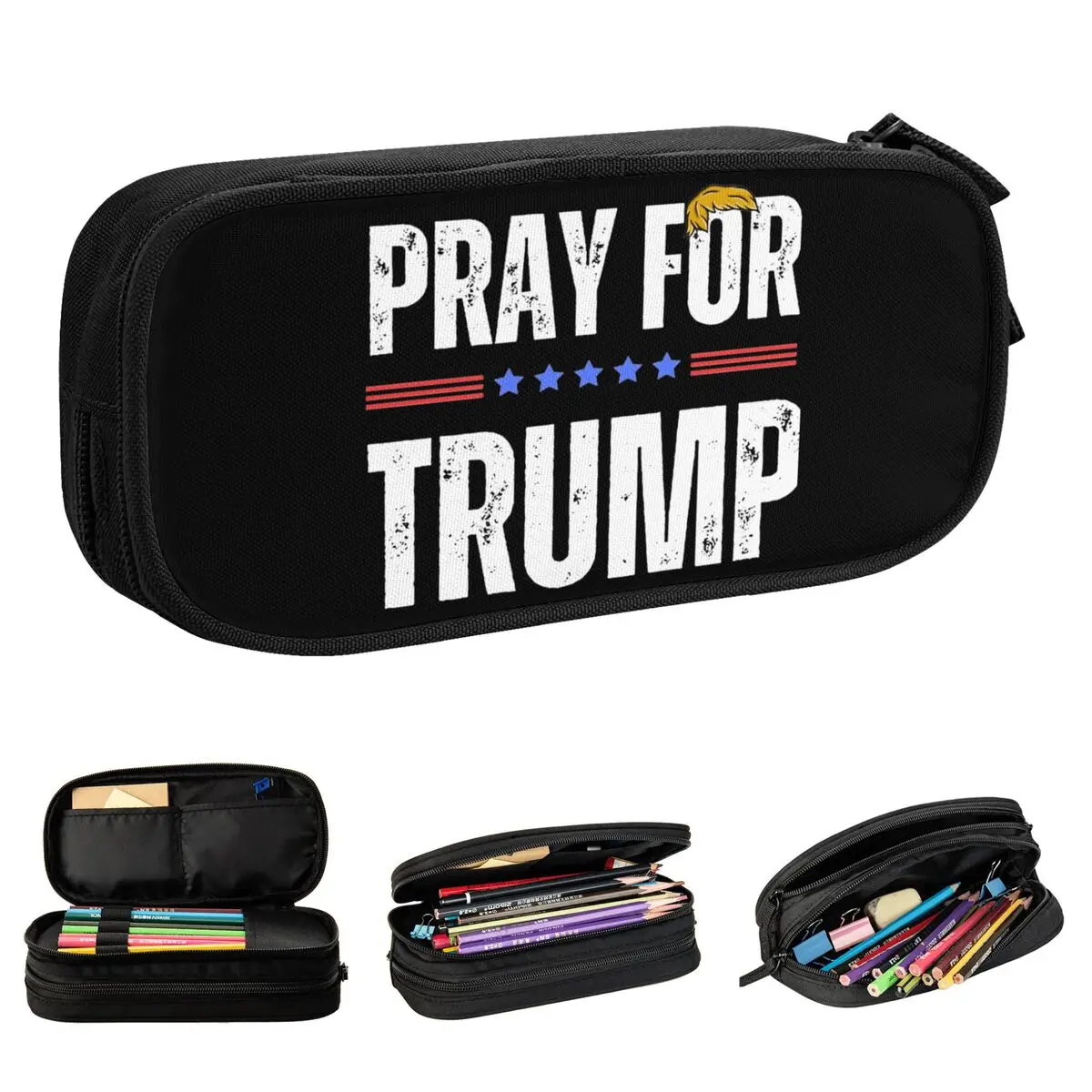 PRAY FOR THE PRESIDENT TRUMP Pencil Cases Classic USA Pen Box Bags Girls Boys Big Capacity Office Gifts Pencilcases