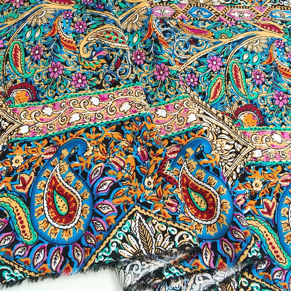 50cm*145cm Ethnic Paisley Dress Cotton Material Bohemian Floral Pattern Poplin Rayon Fabric