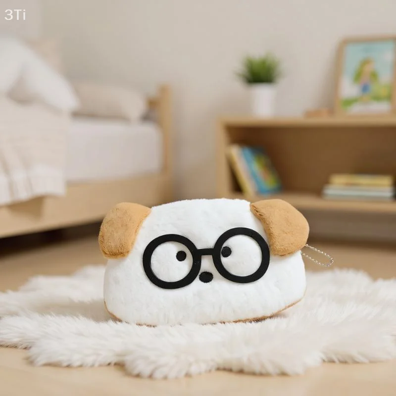 Adorable Eyeglasses Dog Cat Soft Toy Pencil Pouch High-capacity School Supply Storage Purse Small Cash Holder Birthday Presents