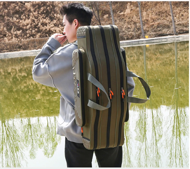 Angeltasche 2-4 Ebenen 130cm Angelruten-Tragetasche Leichter Angelruten-Köder-Rollen-Werkzeugkasten Wasserdichte Aufbewahrung Robuste Tasche – Detail 19