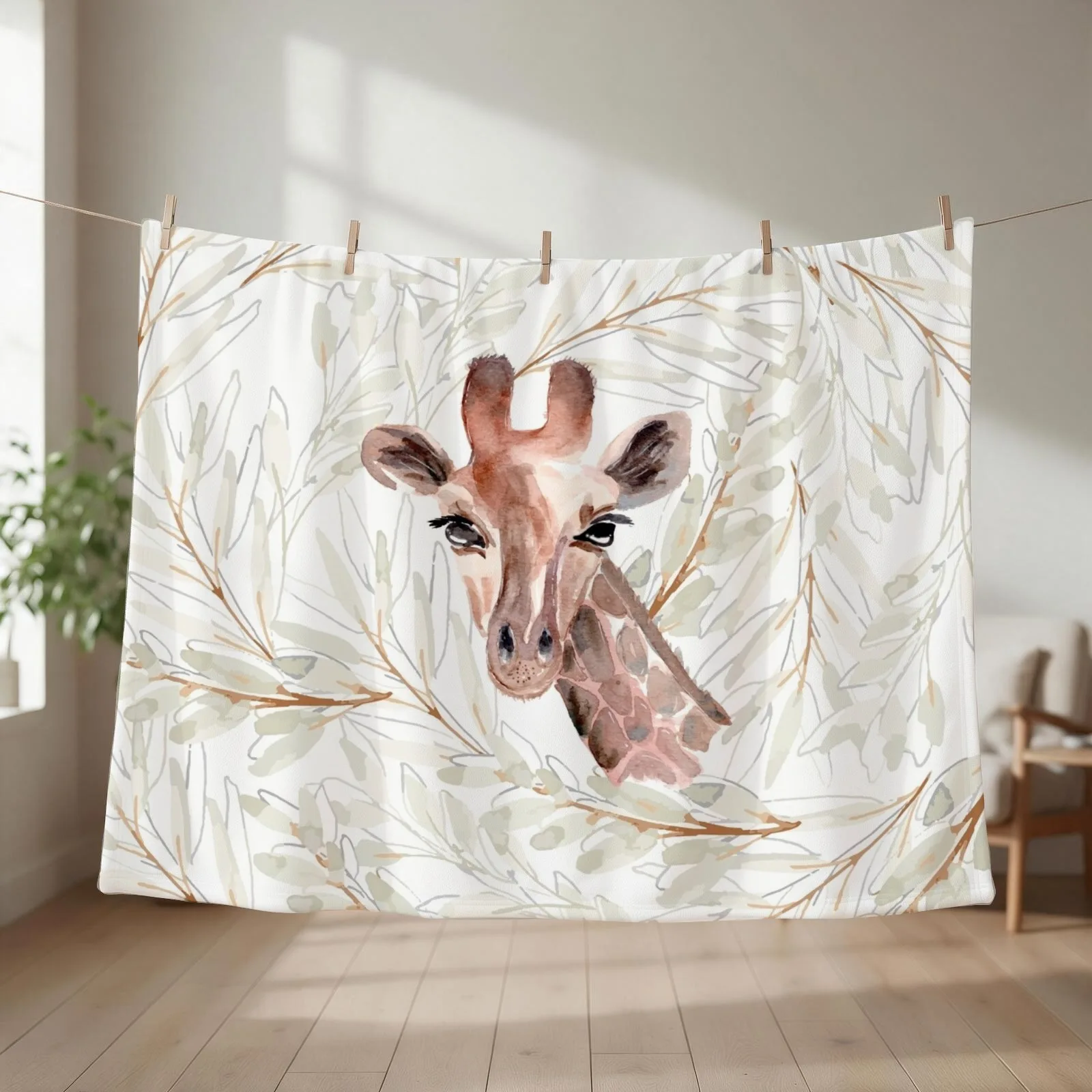 Watercolor Giraffe Throw Blanket for babies Custom cosplay anime Retros Blankets