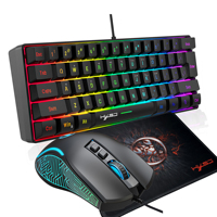 HXSJ 3 in one gaming set 61 keys RGB luminous membrane keyboard mouse and mouse pad combos for computer pc desktop