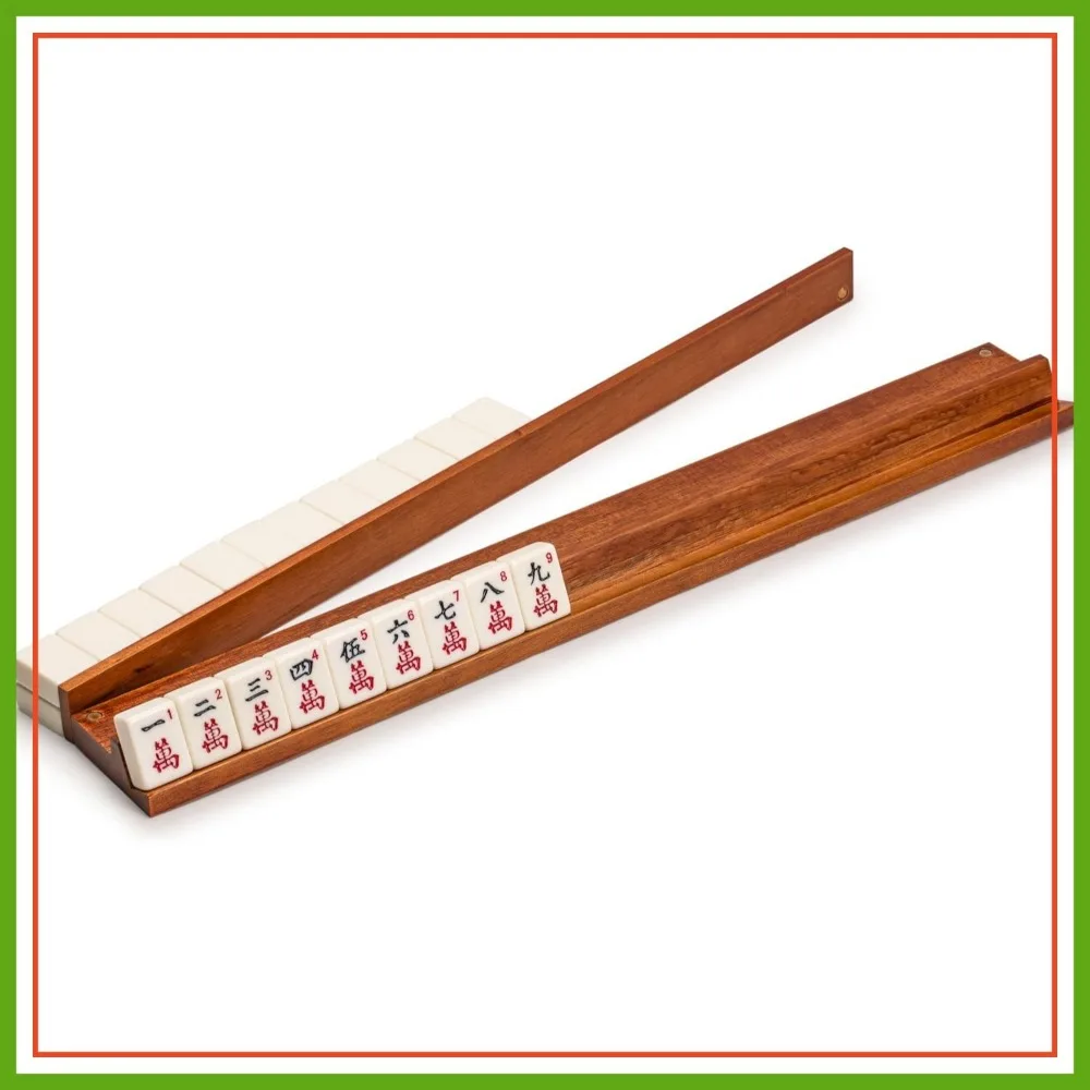 

Classic Chestnut Wooden Mahjong Racks Set of 4 with Magnetic Pushers, 18 Inch