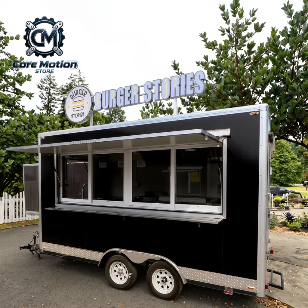 Mobile 220V Full Kitchen Food Truck with Ice Cream Pizza Coffee Hot Dogs Licensed Remorque Trailer