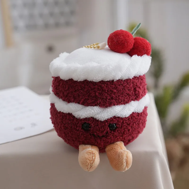 Kawaii Gradiënt Cherry Cake Pluche Sleutelhanger Schattige Pop Speelgoed Cadeau Voor Verjaardag Kerst Anime Juguetes Para Niños Novedosos Geschenken
