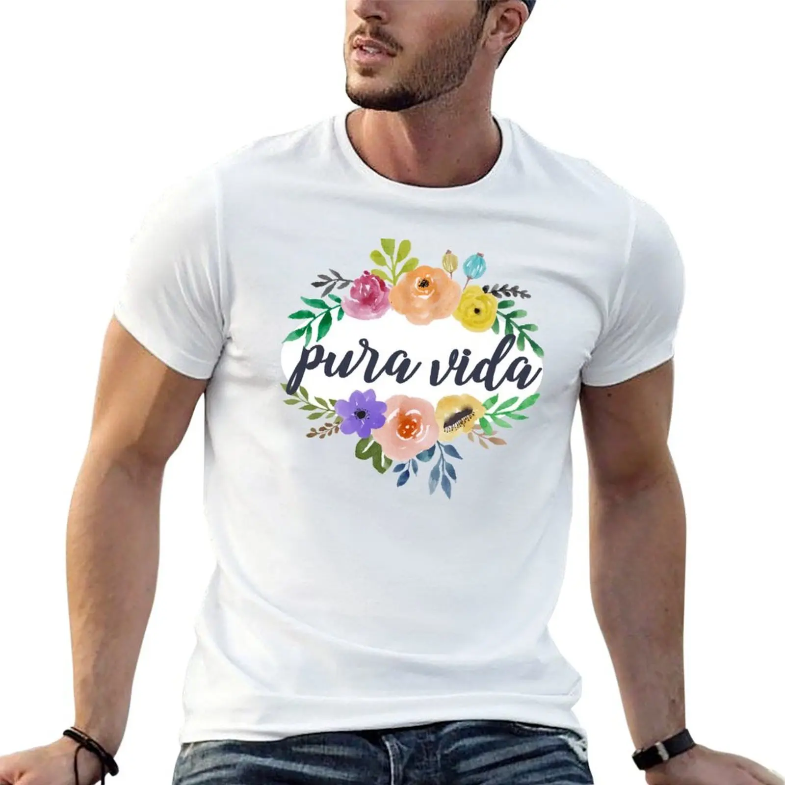 

casual Top Bottom T-Shirt t tshirt Vida man for men man and shirts Flowers Pura