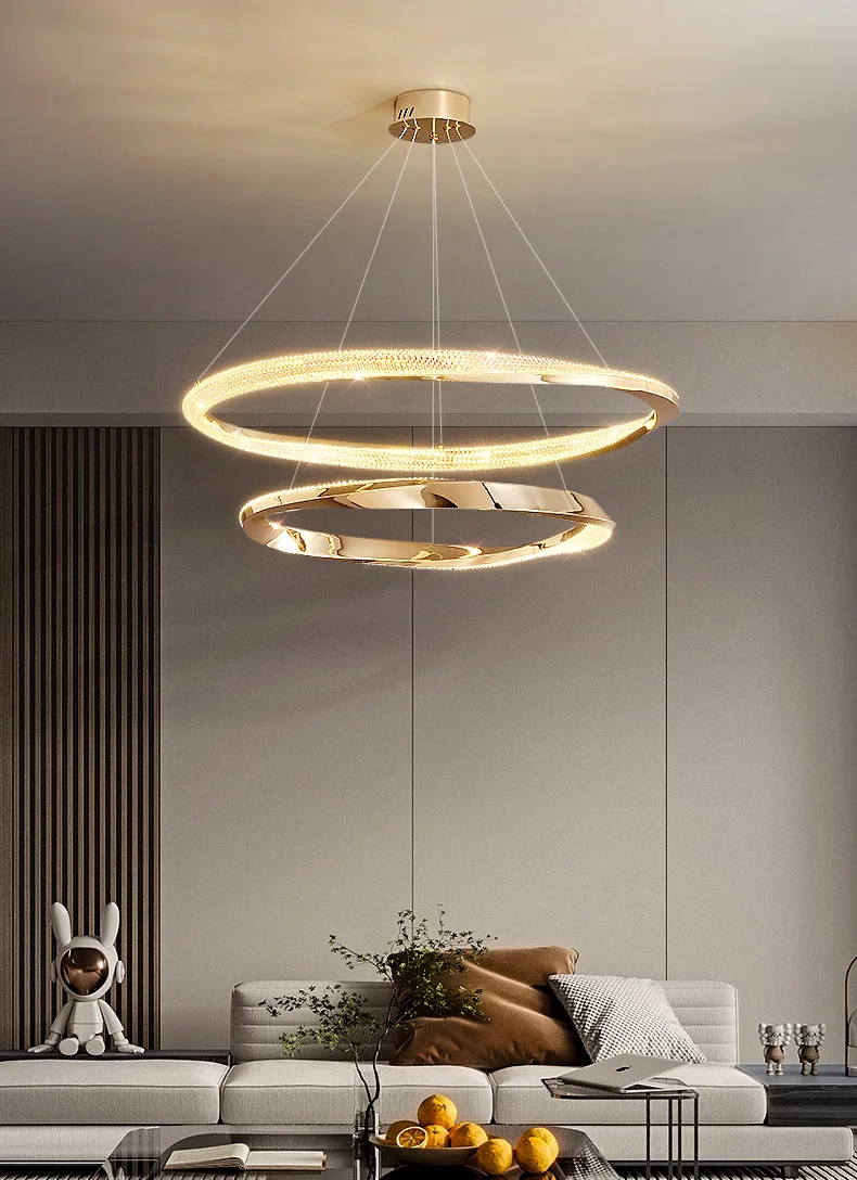 Modern LED Full Spectrum Circle Ceiling Chandeliers Italian Art Living Dining Room Pendent Lamp Home Decor Hanging Light Luster