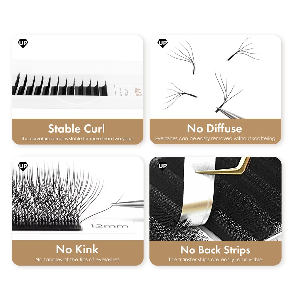 MASSCAKU L/LU(M) Curl YY 3D 4D 5D W شكل رمش تمديد المنسوجة يدويا لينة ضوء رموش طبيعية حجم مروحة الرموش مسبقة الصنع #4