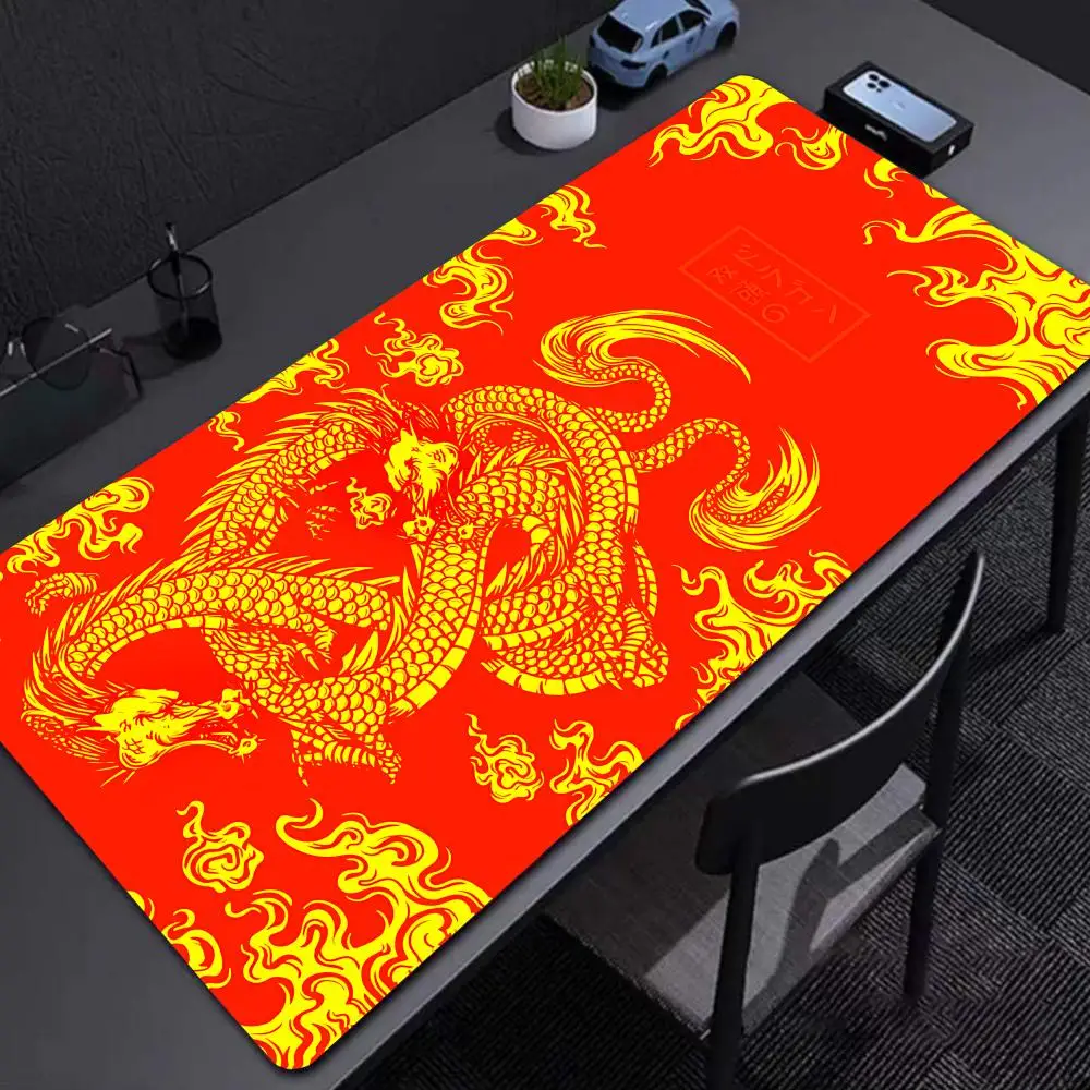

Yellow Dragon Mousepad Japanese Big Desk Mat XXL PC Computer Table Mats Kawaii Gaming Accessories Rubber Anti slip Mouse Pad