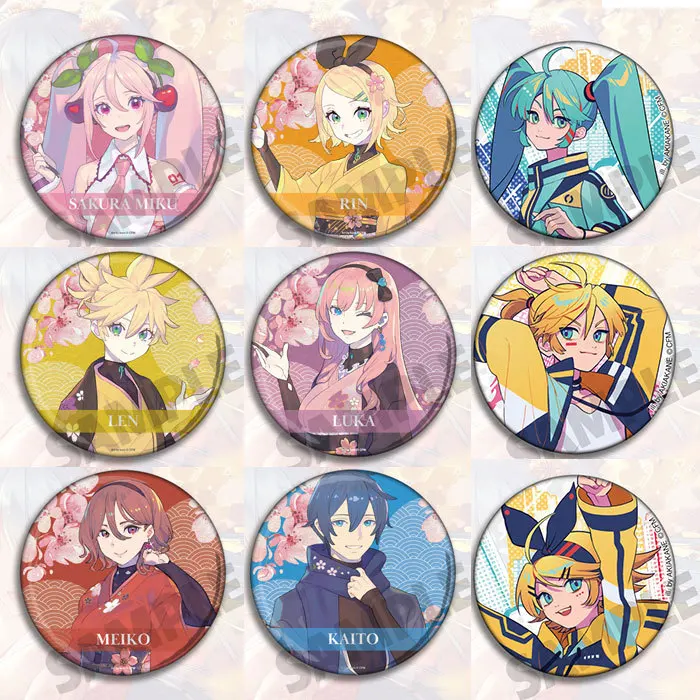 Anime Miku Hatsune Badge Pin Keychain KAITO Sakura Miku Kagamine Rin Len MEIKO Vocaloid Merchandise Collectible Gift for Fans