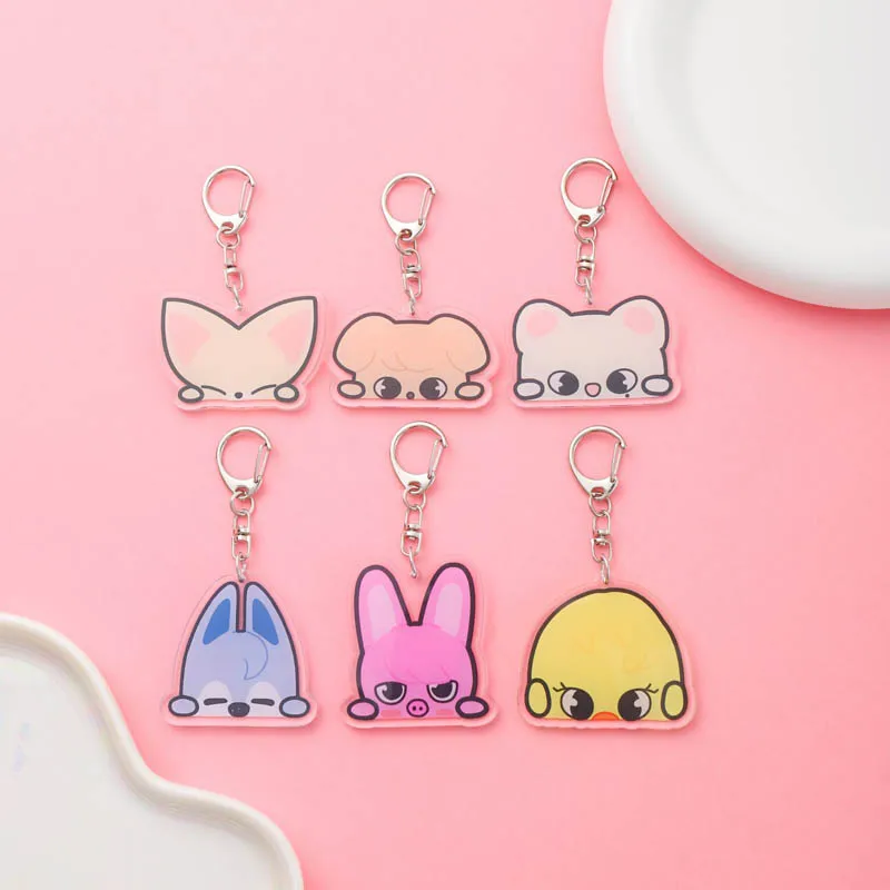 Stray Kids Anime Acrylic KPOP Keychain Accessaries Cartoon Funny Pendant Cute Creative Bag Charm Car Keyring Friends Fans Gifts