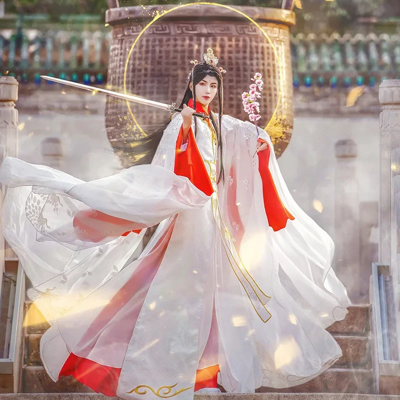 

Tianguan bless prince Yue God Xie flow одежда красного и белого золота Hanfu старинная фотография