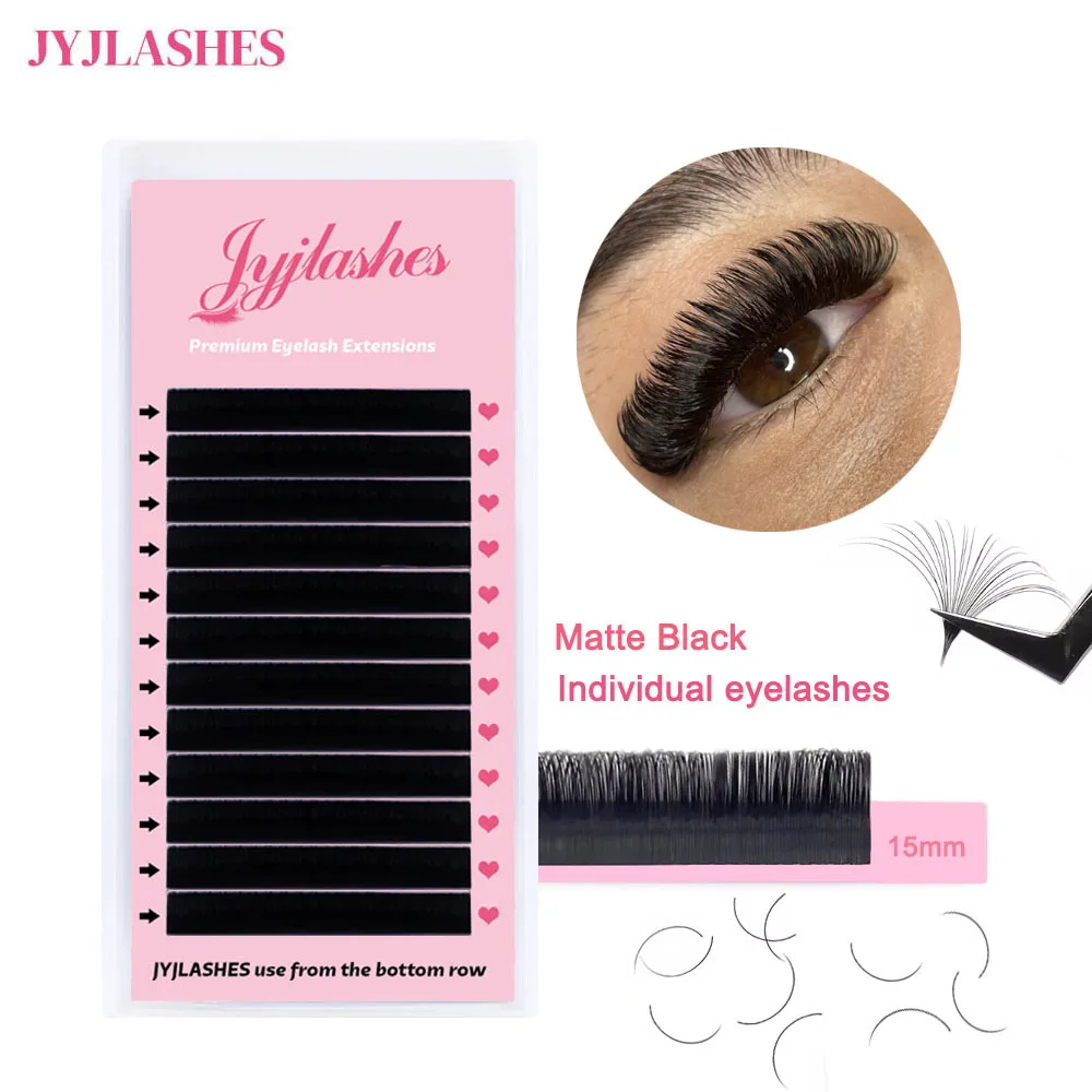 12 Rows/Tray False Eyelashes C/D Curl 8-25mm Classic Eyelash Extensions Matte Black Cashmere Individual Eyelash Extension 