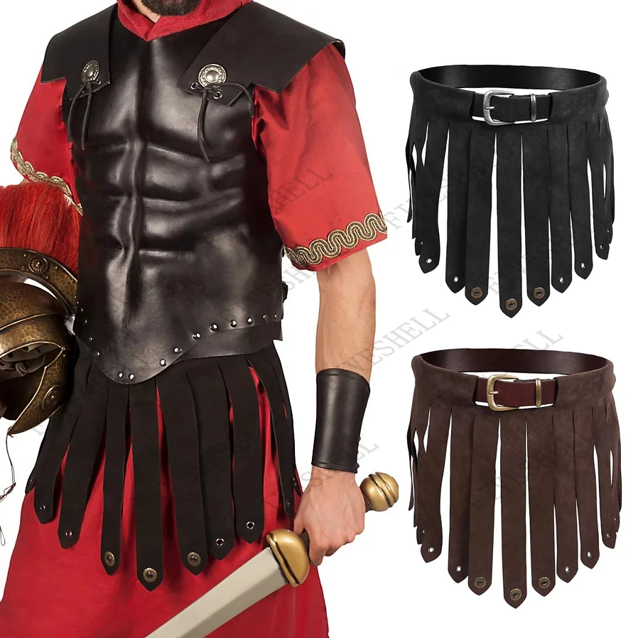 Männer und Frauen Alte Römischen Legion Gladiator Schlacht Gürtel Rock Gothic Steampunk PU Leder Rüstung Medieval Griechischen Cosplay Kostüm