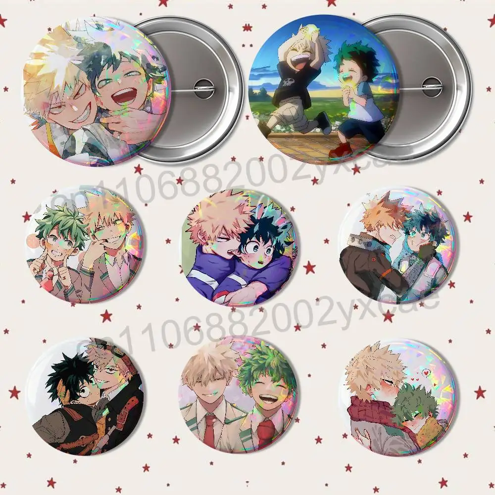 Wonder Duo BKDK MHA BakuDeku HD Print 58mm 44mm Round Lapel Pins Pretty Derby Round Display Brooches Brooch Badges