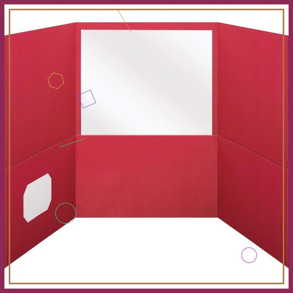 

Красные трехсекционные папки-конверты формата Letter с держателем для визитных карточек, 20 штук в коробке, для организации офисной работы