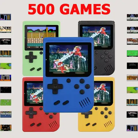 5 Color 500 Games Video Console Mini Portable 8-bit Handheld Game Player Retro AV Out LCD Gaming Consoles with Controller for TV